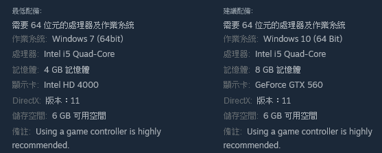 電腦配置要求
